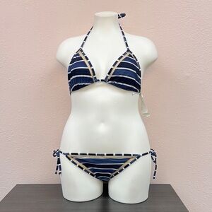 ÁGUA DE COCO 

BRAZILIAN SWIMWEAR 

Striped Navy and Tan Bikini Set
